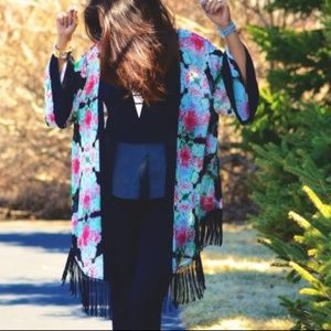 Arden B Floral Fringe Kimono